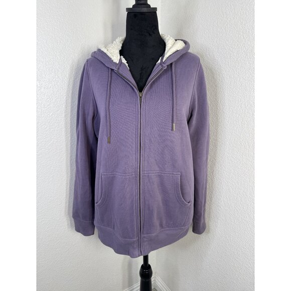 L.L.Bean Womens Purple Sherpa-Lined Hoodie Jacket M Cotton/Polyester - Picture 1 of 7